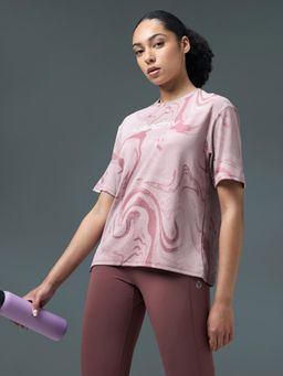 Technosport - Women Jacquard Boxy Fit Crew Neck Sports T-shirt with DOUBLE COOL