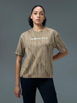 Technosport - Women Jacquard Boxy Fit Crew Neck Sports T-shirt with DOUBLE COOL
