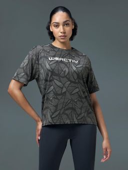 Technosport - Women Jacquard Boxy Fit Crew Neck Sports T-shirt with DOUBLE COOL