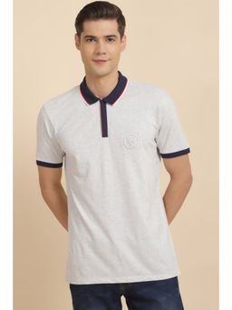 Allen Solly - Men Grey Textured Polo Neck T-Shirt