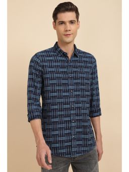 Allen Solly - Men Blue Check Full Sleeves Casual Shirt