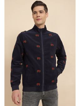 Allen Solly - Men Navy Print Full Sleeves Casual Jacket