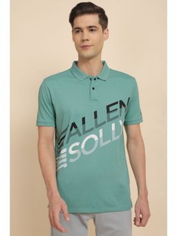 Allen Solly - Men Green Typography Polo Neck T-Shirt