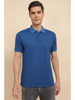 Allen Solly - Men Blue Solid Polo Neck T-Shirt
