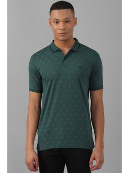 Allen Solly - Men Green Print Polo Neck T-Shirt