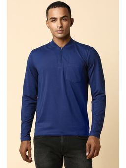 Allen Solly - Men Blue Solid Stylized Neck T-Shirt