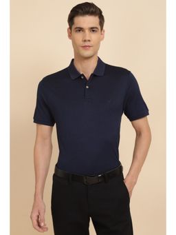 Allen Solly - Men Navy Solid Polo Neck T-Shirt