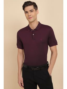 Allen Solly - Men Maroon Solid Polo Neck T-Shirt
