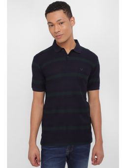 Allen Solly - Men Navy Stripe Polo Neck T-Shirt
