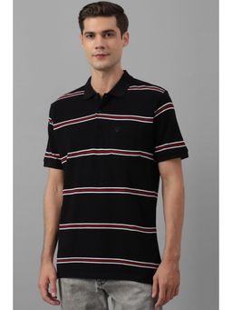 Allen Solly - Men Black Stripe Polo Neck T-Shirt