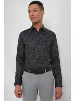 Allen Solly - Men Black Slim Fit Print Full Sleeves Formal Shirt