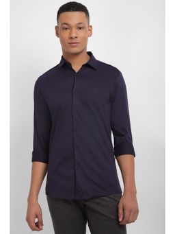Allen Solly - Men Navy Slim Fit Solid Full Sleeves Casual Shirt