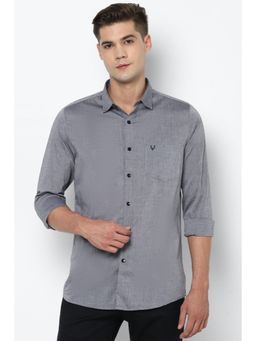 Allen Solly - Men Grey Slim Fit Textured Full Sleeves Casual Shirt