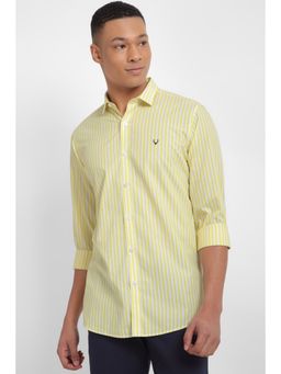 Allen Solly - Men Yellow Slim Fit Stripe Full Sleeves Casual Shirt