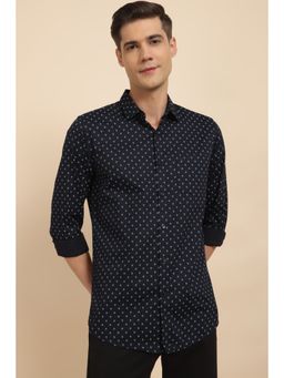 Allen Solly - Men Black Slim Fit Print Full Sleeves Casual Shirt