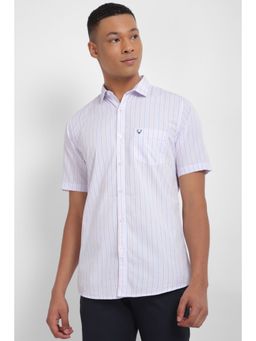 Allen Solly - Men White Slim Fit Stripe Half Sleeves Casual Shirt