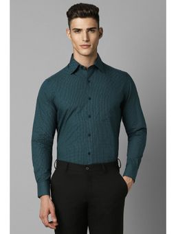 Louis Philippe - Men Green Print Full Sleeves Formal Shirt