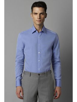 Louis Philippe - Men Blue Solid Full Sleeves Formal Shirt