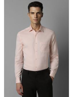 Louis Philippe - Men Peach Textured Full Sleeves Formal Shirt