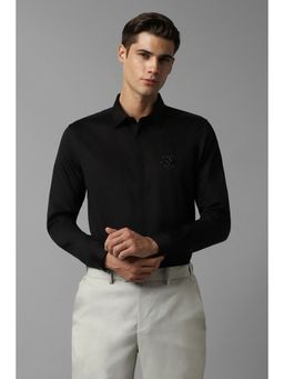 Louis Philippe - Men Black Slim Fit Embroidered Full Sleeves Formal Shirt