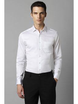 Louis Philippe - Men White Slim Fit Solid Full Sleeves Formal Shirt