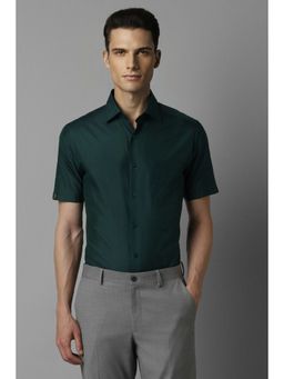 Louis Philippe - Men Green Solid Half Sleeves Formal Shirt