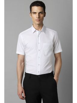 Louis Philippe - Men White Slim Fit Stripe Half Sleeves Formal Shirt