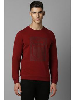 Louis Philippe - Men Casual Maroon Print Sweatshirt