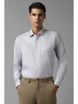 Louis Philippe - Men Grey Print Full Sleeves Formal Shirt