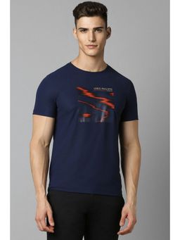 Louis Philippe - Men Navy Print Crew Neck T-Shirt