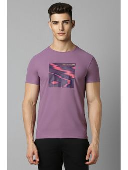 Louis Philippe - Men Lilac Print Crew Neck T-Shirt