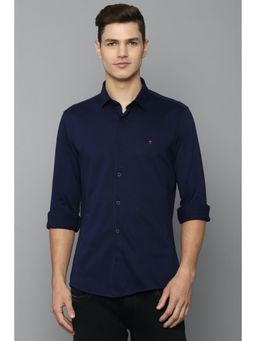 Louis Philippe - Men Navy Super Slim Fit Solid Full Sleeves Casual Shirt