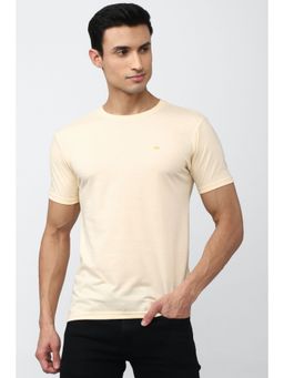 Peter England - Men Beige Graphic Print Crew Neck T-Shirt