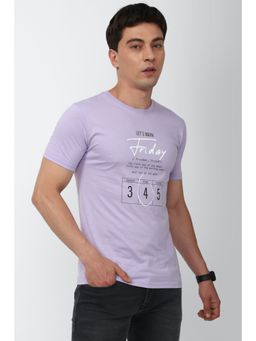Peter England - Men Purple Graphic Print Crew Neck T-Shirt