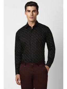 Van Heusen - Men Black Slim Fit Print Full Sleeves Formal Shirt
