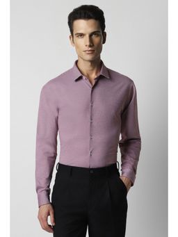 Van Heusen - Men Lilac Slim Fit Textured Full Sleeves Formal Shirt