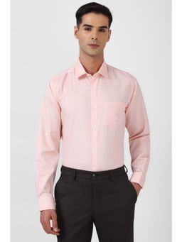 Van Heusen - Men Peach Regular Fit Textured Full Sleeves Shirt