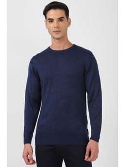 Van Heusen - Men Navy Solid Crew Neck Sweater