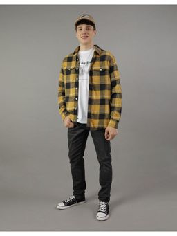 American Eagle - Men Yellow Super Soft Flannel Shirt