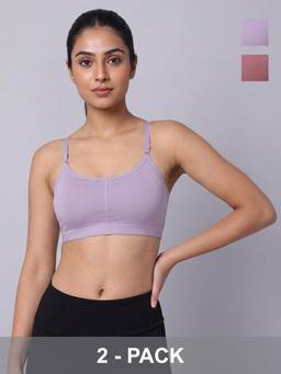Sillysally - Multi-Colour Padded Active Bra (Pack of 2)