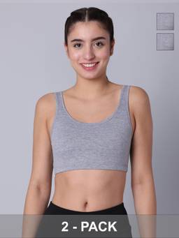 Sillysally - Double Layer Grey Sports Bra (Pack of 2)
