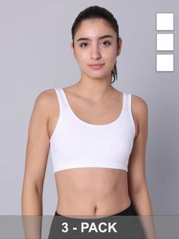 Sillysally - Double Layer White Sports Bra (Pack of 3)