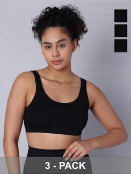 Sillysally - Double Layer Black Sports Bra (Pack of 3)