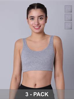 Sillysally - Double Layer Grey Sports Bra (Pack of 3)