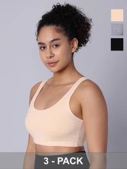 Sillysally - Double Layer Multicolour Sports Bra (Pack of 3)