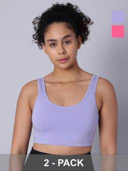 Sillysally - Double Layer Multicolour Sports Bra (Pack of 2)