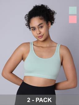 Sillysally - Double Layer Multicolour Sports Bra (Pack of 2)