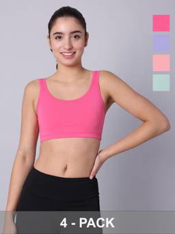 Sillysally - Double Layer Multicolour Sports Bra (Pack of 4)
