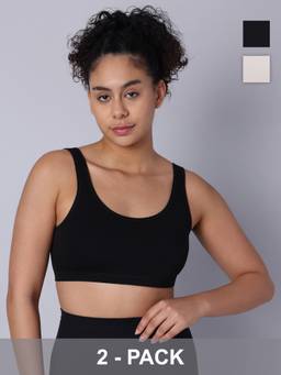 Sillysally - Double Layer Multicolour Sports Bra (Pack of 2)