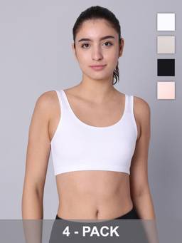 Sillysally - Double Layer Multicolour Sports Bra (Pack of 4)